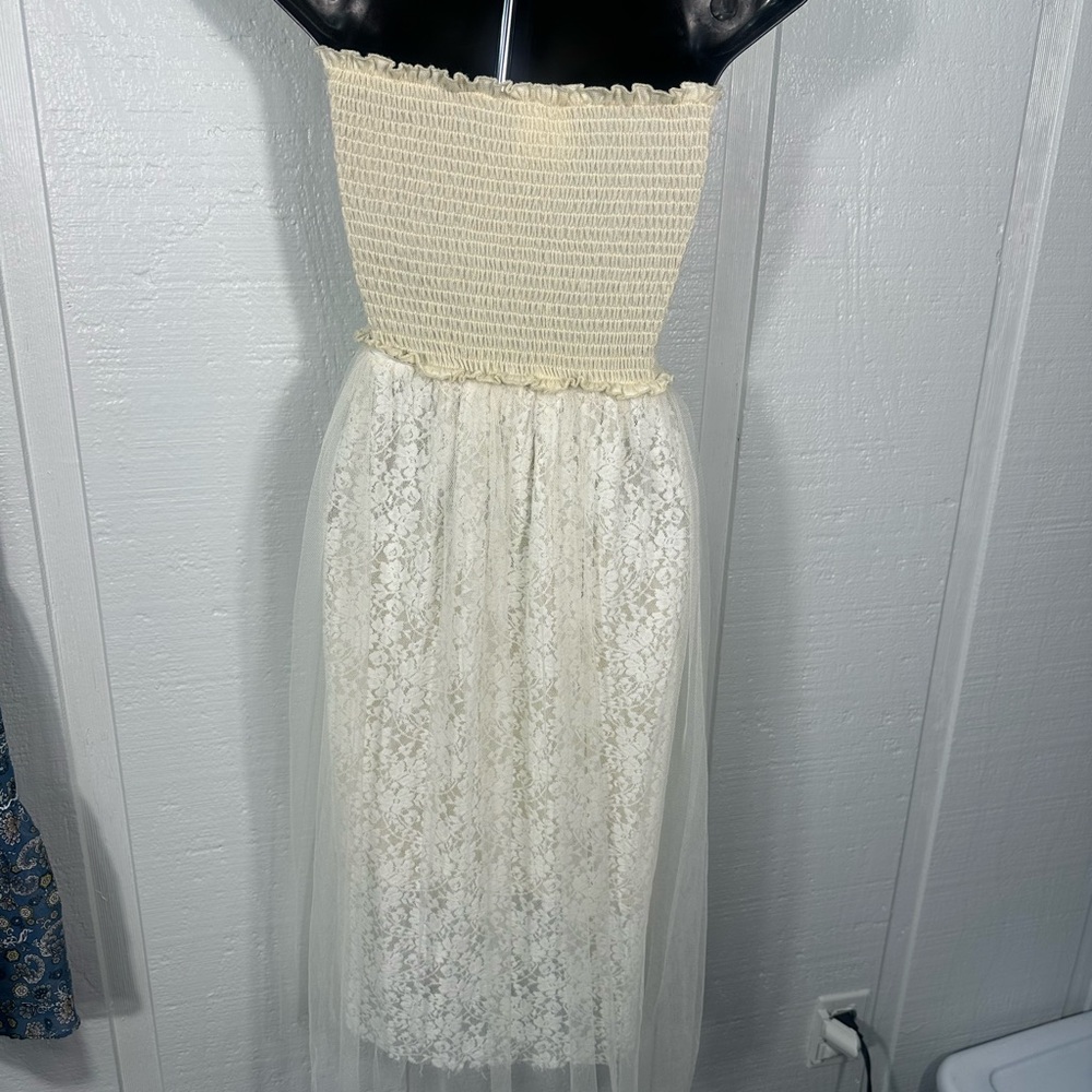 Vintage Sassy Bling Ivory Corset Bodice Toole Skirt Dress Size Small EUC - Picture 7 of 9